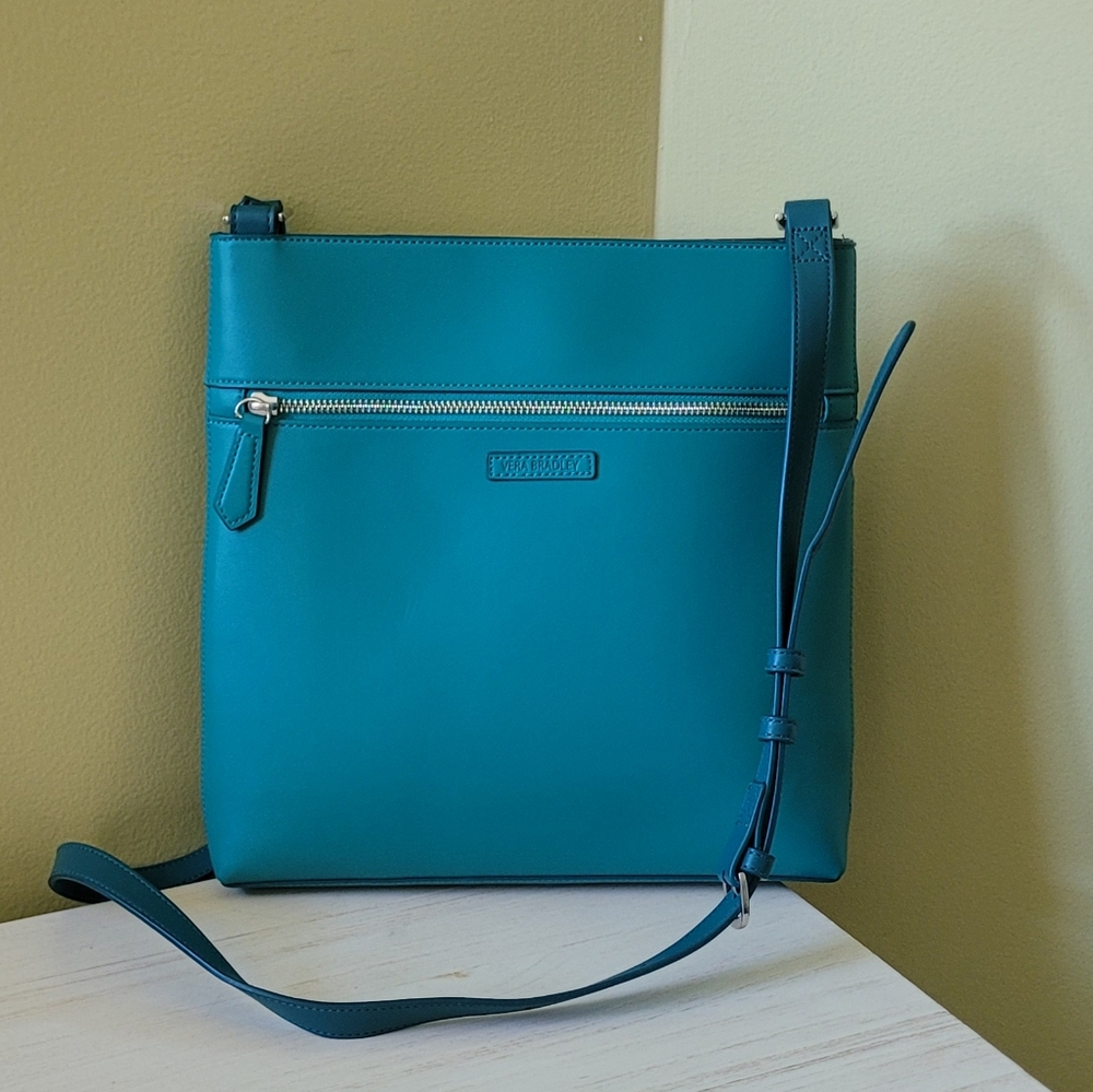 Vera Bradley Teal Blue White Colorblock Crossbody